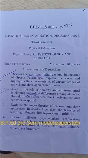 B.P.Ed.3rd Sem model papers(all)@bped.