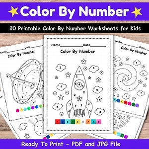 Space Color By Number Worksheets | Back to School Activities & Worksheets