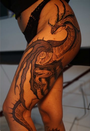 Fully Freehanded. No Stencil. Built to come alive on the body. 🔥 Appreciate the trust. Booking more like this. DM if you are interested. 📲 BOOKING APPOINTMENTS FOR MARCH AND APRIL. DM TO INQUIRE. ⚡️ #brooklyntattooartist#nyctattooartist#dragontattoo#blackworktattoo#fyp