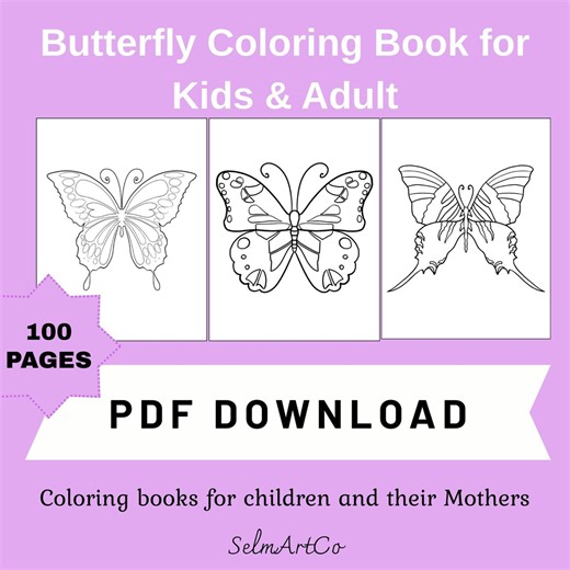 Butterfly Coloring Book for Kids & Adult - Etsy