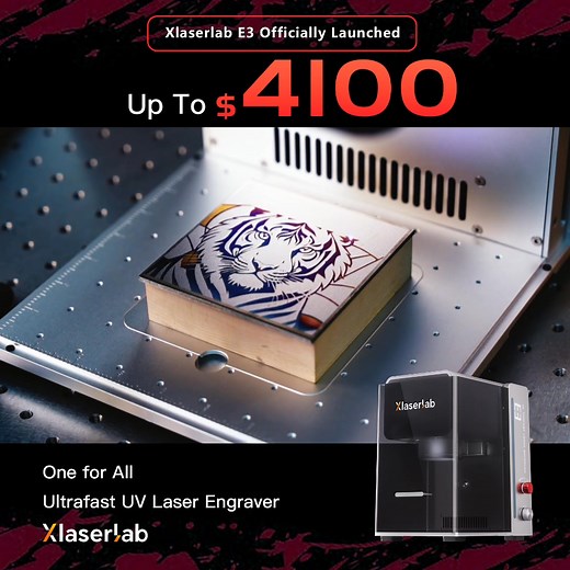 💥 One UV laser that does it all — Fiber-, MOPA-, Diode-, and CO₂-level engraving, right from your desktop. Engrave inside crystal. Mark across curves. The E3 delivers 0.005mm precision and over 200 color possibilities — all in one compact machine. Precision. Color. Speed. Meet the new E3 — your creativity deserves nothing less. | XLaserlab Laser