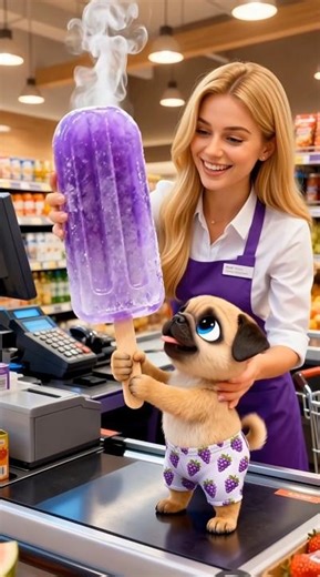 The puppy has a sweet plan! 🤫He buys a giant popsicle... and shared it with everyone!🐶🍦🤩