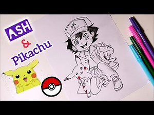 Easy Ash Ketchum And Pikachu | Cartoon Character Tutorial | Drawing For Beginners | Pokemon Videos