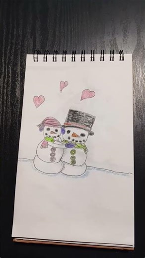 Snowmen Hugging Drawing ⛄️❄️
