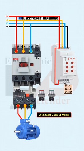 19K views · 261 reactions | 3 Phase Voltage monitoring relay connected with DOl Starter #electrician #education #electricity #electronicsengineering #industrial #ControlCircuit #CircuitDiagram | Elecctronic Defender | Facebook