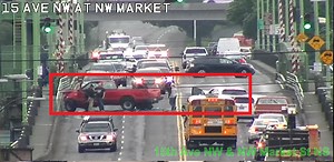 TRAFFIC: Car crash blocks both lanes, causes backup on Ballard Bridge