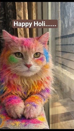 happy holi... #cat #catlover #viralreels #trending #shorts #petlover #pets #love #holi #holi2026