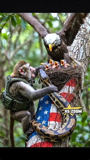 OMG! Monkey saves eaglets from snake. 😱 USA | KS ZOOM