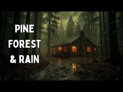 HEAVY RAIN in PINE FOREST | Safe Inside a Storm | Deep Muddy Splashing | Dark Screen Sleep | 3 Hours