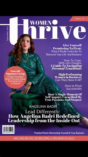 The September edition of Women Thrive Magazine has officially landed — and trust us, you don’t want to miss this one! This month, we’re diving deep into the theme: Fearless Pivot – Reinventing Yourself & Your Business On the cover, we proudly feature Angelina Badri — a true powerhouse whose journey is nothing short of extraordinary. From working on oil rigs to conquering corporate boardrooms and stepping onto global stages, Angelina’s story is a masterclass in bold reinvention. Inside this issue