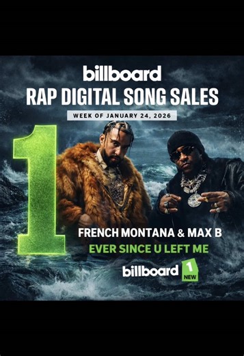 THE WAVE IS BACK 🌊🏆 French Montana & Max B went #1 on Billboard with “Ever Since U Left Me”… Harlem energy undefeated. Comment “WAVE” if you felt this one. #F#FrenchMontanaM#MaxBB#BillboardN#NumberOne
