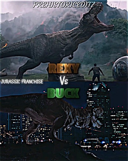 Rexy (T-rex) vs Buck (T-rex) | 4K Edit | #jurassicworld #music #dinosaur #shorts #vs