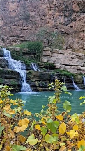 Serene Mountain Waterfall Cascading into Crystal‑Blue Pool ❣️ #darood #waterfall #nature #video
