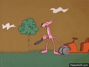 pink panther cuts tree on Make a GIF