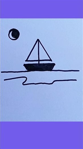 How to Draw a Simple Sailboat at Night 🌙⛵ #HowToDraw #SailboatDrawing #EasyDrawing #DrawingForKids