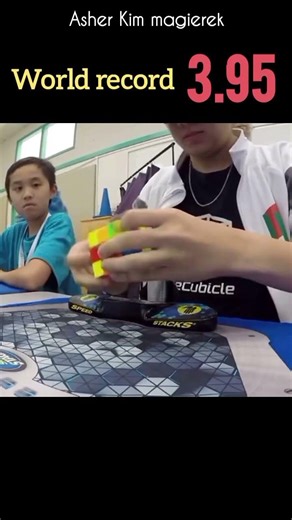 asher Kim magierek [3.95] rubik's cube sloving world record #shorts #viral #cubing #rubik