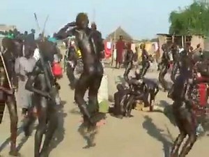 In south sudan mundari tribe are dancing