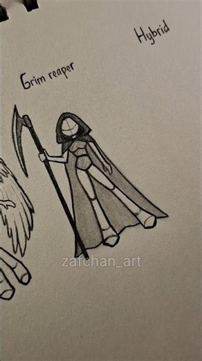 How to draw body tutorial ✨️ (angel,grim reaper & Hybrid) #drawing #tutorial #howtodraw #sketch #art