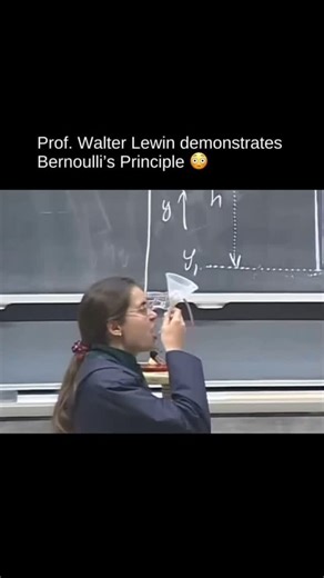 technologys on Instagram: "Prof. Walter Lewin, the famous MIT physicist, often demonstrated Bernoulli's Principle in his engaging lectures. Bernoulli's Principle states that as the speed of a fluid increases, its pressure decreases. In his demonstrations, Lewin used simple yet striking experiments-such as blowing between suspended objects or directing airflow over a sheet of paper-to show how faster-moving air creates lower pressure, causing objects to move together or lift. His style of teachin