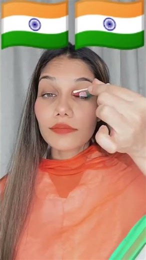 Tiranga 🇮🇳 eyeliner tutorial easy hack #tricolor #tiranga #republicday
