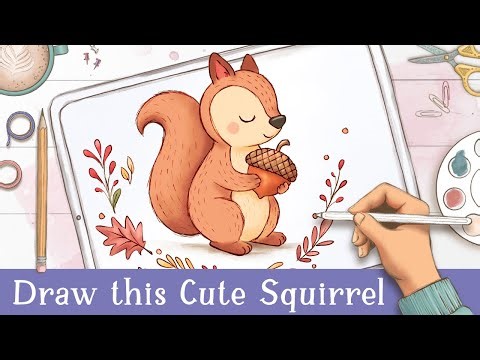 How to Draw a Cute Fall Squirrel - Easy Procreate Tutorial