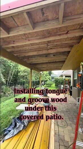 Tongue and Groove Wood Ceiling Installation | Covered Patio Upgrade in Florida