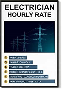Amazon.com : FESOGO Electrician Hourly Rate Funny Quotes Wall Art Customizable Sign Wall Decor Electrical Labor Rates Engineering Salary Artwork Modern for Home School Office Decor Poster UNFRAMED : Home & Kitchen