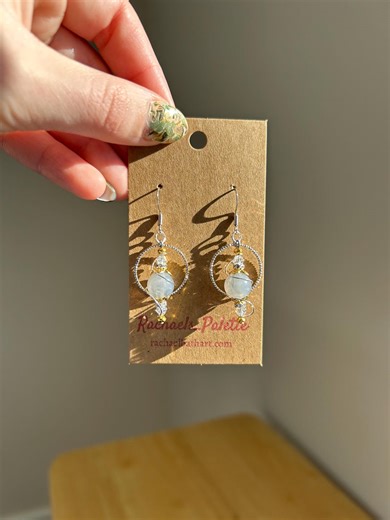 Silver Twist and Grey Stone Dangle Earrings - Etsy