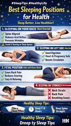 Best Sleeping Positions for Perfect Health 😴 #healthylifestyle #motivation #healthtips #sleeping
