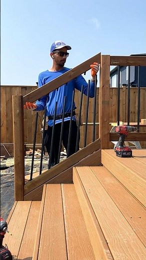 How to assemble treated wood stair railing on a deck project #diy #build #woodworking