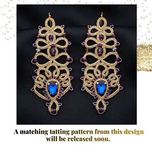 Luxury Tatting Lace Earrings With Blue Crystal – Handmade Gothic Statement Jewelry - Etsy