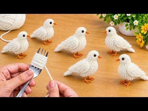 SO Easy! I Made 50 Pairs and Sold in 4 Hours! Cute Dove from Fork and Leftover wool 🐦😱