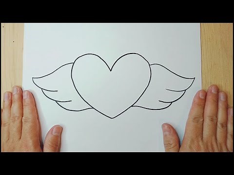 COMO DIBUJAR UN CORAZON CON ALAS, DIBUJOS FACILES, DIBUJO DE CORAZON PASO A PASO, DIBUJOS SENCILLOS.