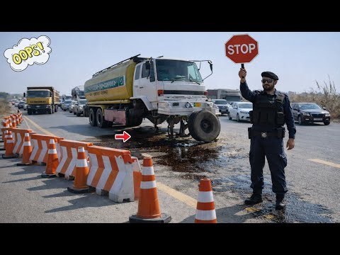 “Oil Tanker Dropped into a Big Road Pit – Front Axle Completely Broken, Amazing Emergency Repair
