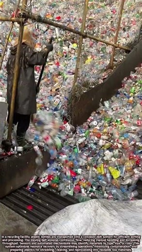Conveyor Belt Transport of Plastic Bottles in Recycling Plants