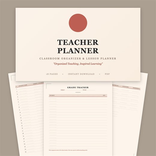 Teacher Planner Printable | Classroom Organizer, Lesson Plan Template (PDF Download) - Etsy