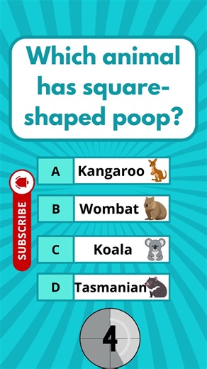 Which animal has square-shaped poop ? #usaquiz #funquiz #brainteaser #usafacts