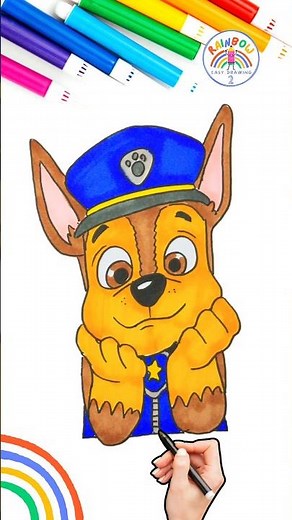 Chase PAW Patrol Drawing Tutorial | How to Draw Chase from PAW Patrol 🌈 🐶 #short #pawpatrol