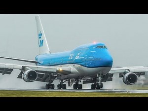 LAST BOEING 747 of KLM I`ve filmed - B747 CROSSWIND LANDING at Amsterdam Schiphol (4K)