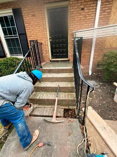 Fixing grinding repointing brick old steps . #fypシ #outdoorwork
