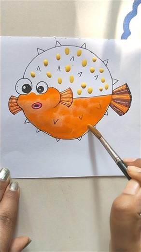 Easy Pufferfish Dot Art for Kids! #PufferfishArt #DotPainting #KidsCrafts #EasyArt #ArtForKidsHub