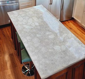 Handmade White Quartz Crystal Kitchen Island Countertop | Luxury Gemstone Slab Bar Table Top - Etsy