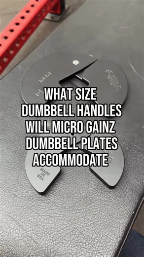 Micro Gainz on Instagram: "We actually do get this question a lot about whether or not our dumbbell plates will accommodate a certain size dumbbell handle. Our dumbbell plates open up to 1.7 inches. So they will accommodate most common size dumbbell handles. But they won’t work on is a 2 inch fat grip or a 2 inch thick grip handle. Almost everything else though they do work pretty well on. #microgainz"