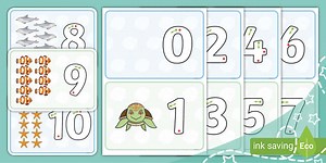 Under the Sea Counting and Number Formation Flashcards 0-10