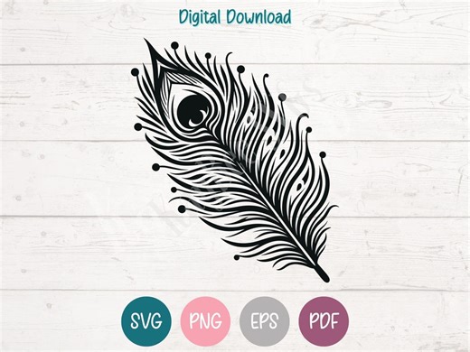 Peacock Feather SVG PNG Clipart Cut Files for Cricut, Silhouette, Engraving, Sublimation (digital) - Etsy