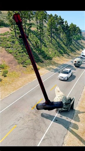 Colorful Small to Giant Cars vs Hammer - BeamNG.drive #shorts #beamngdrive