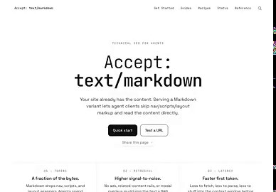The new @Cloudflare site is a great baseline — it checks whether you return Markdown✨ https://t.co/aosZud6e5b checks whether you return it correctly (Vary, q-values, 406, Link rel=alternate), tracks which AI agents actually adopt the standard, and includes integration guides