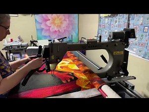 Free motion, long arm quilting on Legit Kits, Toasty the Dragon