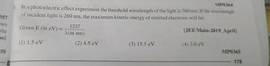 MP0364 In a photoelectric effect experiment the threshold wavel... | Filo