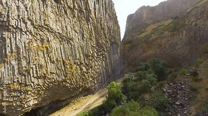 Huge Garni Gorge with basalt columns, tourist attraction in Armenia, nature